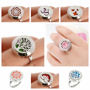 Just Breathe Plain/Rhinestone Finger <strong>Ring</strong> <strong>Resizable</strong> 316L Stainless Steel 20mm Diffuser Aromatherapy Locket <strong>Ring</strong> Free 10Pads - Product Image 1