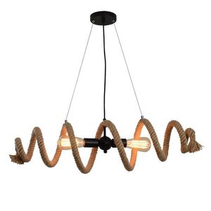 Lustre en corde de rotin doré, base d'ampoule E26, LED blanc chaud 3500K, hauteur réglable, plafonnier de salon, grand abat-jour rond - Product Image 4