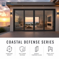 Porte coulissante en aluminium moderne résistante aux impacts d'ouragan avec protection contre la pulvérisation de sel pour la défense côtière et l'utilisation extérieure dans les villas
