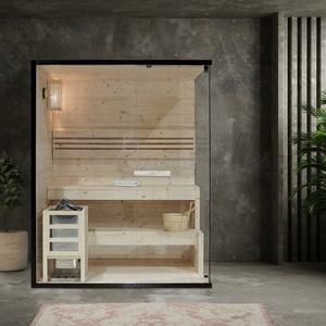 Sauna Personalizada con Diseño OEM, Tamaño Personalizado, Sauna Interior de Vapor Seco, Estufa Eléctrica, Cabina de Ducha, Diseño de Sauna de Madera Maciza para 2-4 Personas - Product Image 3