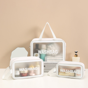 New Túi mỹ phẩm công suất lớn xách tay nữ du lịch không thấm nước đồ dùng cá nhân lưu trữ túi dây kéo loại PU + PVC Túi mỹ phẩm - Product Image 4