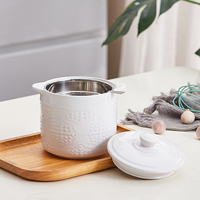 Pot à huile de cuisine rustique moderne récipient à graisse de bacon en céramique de luxe avec passoire