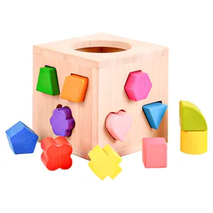 Nuovo su giocattolo educativo per bambini Montessori 13 fori giocattolo cubo di smistamento a forma di scatola di blocchi di intelligenza
