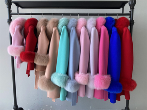 <span class=keywords><strong>Cappotto</strong></span> di lana fatto a mano elegante a doppio viso traspirante con colori personalizzati lusso con collo di pelliccia di vera volpe <span class=keywords><strong>cappotto</strong></span> di lana blu chiaro da donna invernale - Product Image 6