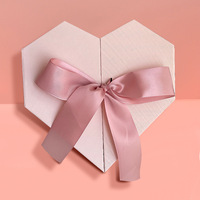 Boîte cadeau à double porte, ouverture à la française, boîte d'emballage carrée en marbre rose, boîte cadeau pour anniversaire, Saint-Valentin avec ruban et nœud