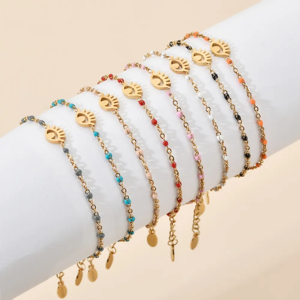 ZMZY Boho Style Girls Jewelry Accessories New Stainless Steel Gold Plated Link Chain Bracelet Bangle Charm Bracelets