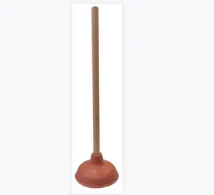 Supply Guru Heavy Duty Force Cup Rubber Toilet Plunger with a Long Wooden Handle to Fix Clogged Toilets and Drains