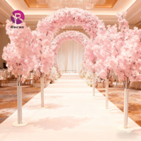 Arbre de cerisier rouge bordeaux décoratif pour mariage, fleurs de cerisier bleues, jaunes et blanches pour allée, tunnel, chemin, toile de fond
