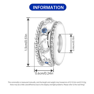 Original White Copper <b>Bead</b> <b>Bracelet</b> - DIY Star and Moon Isolation <b>Bead</b> Jewelry, Personalized Women's Jewelry - Product Image 3