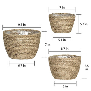 Woven Flower Pots Plant <b>Baskets</b> 3 Piece Set Indoor Home Planters Beige Storage <b>Baskets</b> - Product Image 2