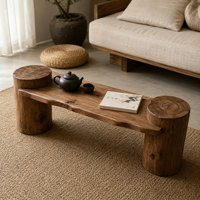 Table d'appoint en bois massif Wabi Sabi, table à thé minimaliste en bois, table d'appoint de canapé pour le rangement et la préparation du thé dans le salon