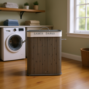 Cesto para Ropa Sucia con Gabinete de Almacenamiento, Rectangular de Madera, de un Solo Nivel, Diseño Moderno para Lavandería, Organizador de Ropa - Product Image 2