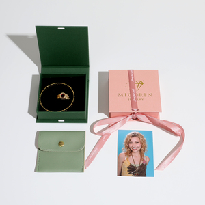 Custom Logo Printed Jewelry Storage <b>Box</b> with Ribbon Closure Book Style for Necklace <b>Ring</b> - Product Image 4