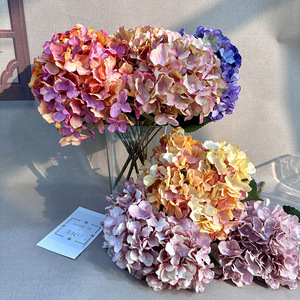 Nueva Flor Artificial de <span class=keywords><strong>Hortensia</strong></span> de 5 Cabezas en Tonos Otoñales, Accesorios para Bodas, Adornos para Sala de Estar y Hoteles, Venta al Por Mayor de Fábrica - Product Image 2