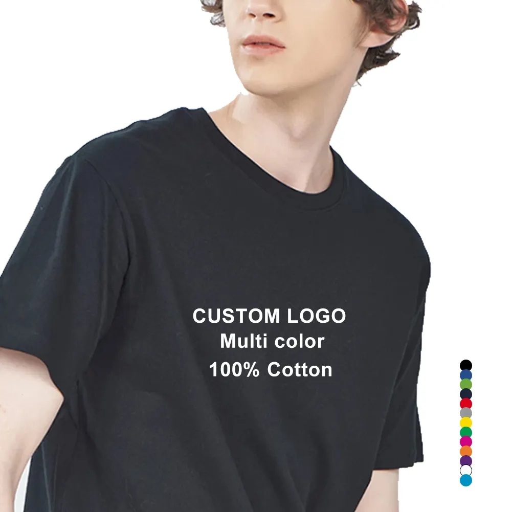 Camiseta masculina de manga curta personalizada 100% algodão com logotipo de atacado AI-MICH para lazer, roupas de rua de alta qualidade