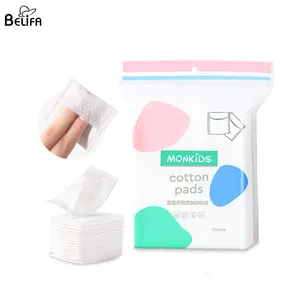 Belifa 200 Pcs 손가락 플러그인 뷰티 메이크업 리무버 퓨어 코튼 패드 손으로 삽입 두꺼운 진주 패턴 코튼 방전 패드