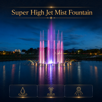 Fuente de Niebla Programable LISHI de Alta Potencia - Efecto Dinámico de Rociado de Niebla - Con Luz - Vista Nocturna de Plaza Urbana - Solución B2B