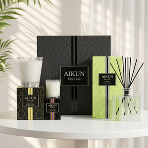 Aikun Graphic Styled Premium Aroma Reed Diffuser Glass <b>Candle</b> Assortment With Gift Box For Brand Promotion Custom Orders - Product Image 1
