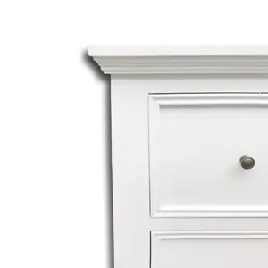 Meuble de chambre à coucher en bois avec 7 tiroirs, grand coffre à tiroirs blanc (L122cm H102cm P46cm), entièrement assemblé - Product Image 6