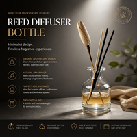 Bouteille diffuseur en verre transparent à large ouverture avec bouchon à vis 100ml/150ml/200ml pour parfum d'ambiance et diffuseur d'arômes