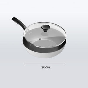 Sartén Antiadherente Midea de 28 cm, Redonda, Blanca, con Tapa, para Estufas de Inducción y de Gas - Product Image 1