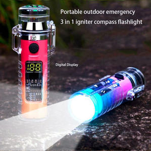 Ветрозащитная двухдуговая зажигалка с USB-фонариком, водонепроницаемая, для выживания на природе, кемпинга, с компасом для экстренных случаев - Product Image 1