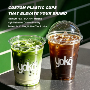 Nouvelle conception, gobelets en plastique pour boissons au café 100% compostables en PLA PET, gobelets jetables transparents en PLA PP en forme de U avec <span class=keywords><strong>couvercle</strong></span>, logo personnalisé - Product Image 1
