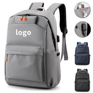Factory Customized Logo Unisex Waterproof Anti-Theft Nylon Laptop <b>Backpack</b> Zipper Arcuate Shoulder <b>Strap</b> USB Charging Port - Product Image 1