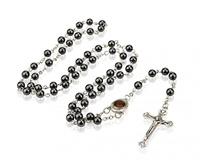 Chapelet religieuse en perles d'obsidienne noire, 1 pièce, tapis religieux, hématite, en stock, vente en gros, moins cher