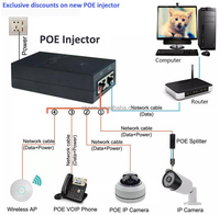 Adaptador de Corriente Gigabit RJ45 de 52 V CC y 30 W a través de Ethernet, Inyector PoE Activo de 220 V para Sistemas IP CCTV