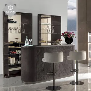 ESTILO OCCIDENTAL diseño de marco de acero inoxidable del gabinete del vino del Bar y unidad de contador a casa de cuero de Bar para la venta