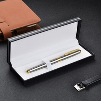 Stylos à bille métalliques de luxe, coffret cadeau d'affaires haut de gamme, logo personnalisé, stylos à signature, pointe dorée pour hommes