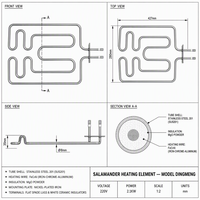 Élément chauffant OEM Salamander Broiler 2.1KW 220V SS201, serpentin en labyrinthe pour four commercial à flamme supérieure 427x280mm