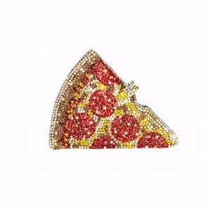 Bolso de Noche de Lujo para Mujer con Diseño de Pizza, Brillante con Pedrería, Cartera de Mano con Cadena Desmontable para Festivales, Halloween, Navidad - Product Image 3