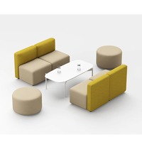 Ensemble de canapés modulaires modernes en tissu écologique et métal, mobilier commercial pour salle d'attente, bureau, hall, hôpital, école, hôtel