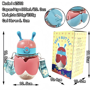 Yafchi Little Bee Straw Plastic Cup 600ml Bpa Free Portable Water Bottle For Children Outdoor Travel Gift - Product Image 4