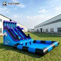 Toboggan aquatique gonflable commercial Yuetong à double voie avec piscine intégrée pour l'extérieur