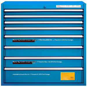 Fami Master Key Comfort Drawer <b>Cabinet</b> 1190x726x2000 Mm 7 Drawers Blue Ral5012 <b>Tool</b> <b>Storage</b> - Product Image 2