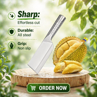 Nouveau Couteau à Durian en Acier Inoxydable Écologique et Pratique, Outil de Cuisine Moderne pour Ouvrir les Noix de Coco, Poignée Creuse Antidérapante, Finition Satinée
