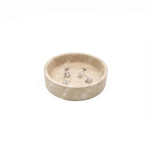 Şarap şişesi ve mum ekran için Nanwei taş yuvarlak traverten tepsi - Product Image 3