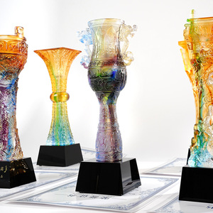 Custom Glass <b>Trophy</b> <b>Engraved</b> With Logo For Corporate Awards Conference Gift - Product Image 5