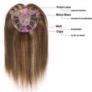 Postizo <span class=keywords><strong>de</strong></span> <span class=keywords><strong>Cabello</strong></span> Humano con Clip, <span class=keywords><strong>de</strong></span> Alta Calidad, con Frente <span class=keywords><strong>de</strong></span> Encaje Mono, Color Rubio Marrón Balayage, <span class=keywords><strong>de</strong></span> 6x6 Pulgadas, <span class=keywords><strong>para</strong></span> <span class=keywords><strong>Mujer</strong></span> - Product Image 5