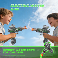 Nouveau pistolet à eau électrique mini puissant en plastique vert transparent avec lumière pour enfants, idéal pour l'été, la plage, les sports et les fêtes