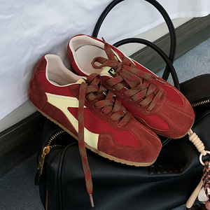 Women's <b>Square</b>-Toe Angolan Red Sneakers Color-Blocked Chunky-Soled Casual Forrest Gump Style - Product Image 5