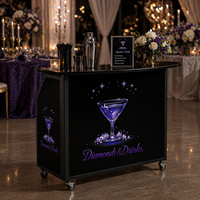 Bar pliant incurvé avec éclairage LED blanc, table de bar portable, mobilier de boîte de nuit, vente chaude
