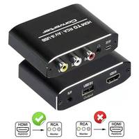 Adaptateur convertisseur HDMI vers AV 3RCA CVBs vidéo Composite 3.5mm Aux Audio RCA Support PAL/NTSC pour TV PC portable Xbox