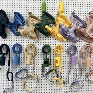 Custom Logo Pet Supplies Personalized Luxury Wholesale New Design No Pull Cat PVC Dog Collar Leash Harness Set - Product Image 2