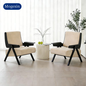 Modern Nordic Scandinavian White Fabric <b>Armchair</b> Pair Soft Leisure Living Room Accent Loveseat Chair - Product Image 1