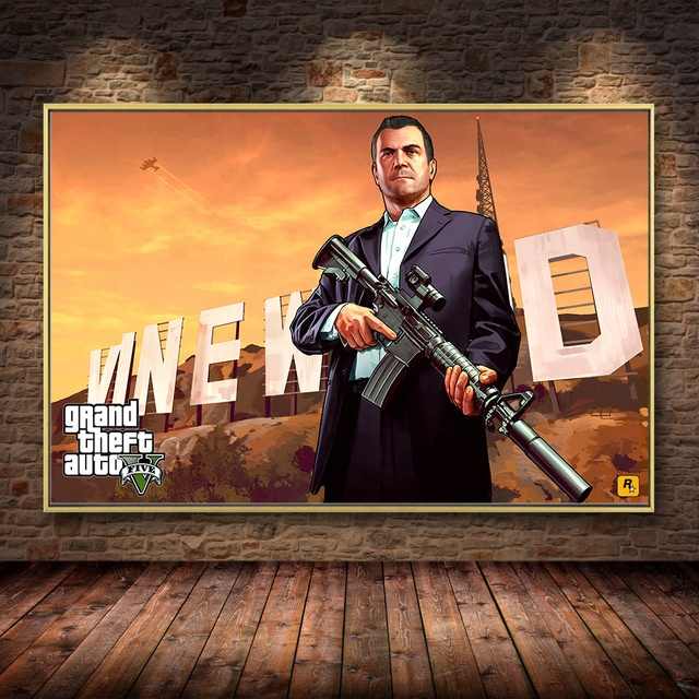 No.275フレーム付きキャンバスアート アートポスター GTA5 行き