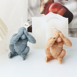 Lindo gorila silicona vela molde Animal yeso adornos hogar decoraciones fundición molde DIY aromaterapia vela hacer herramientas - Product Image 4